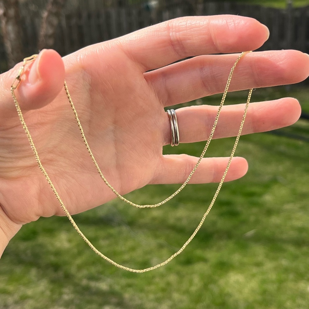 18k Gold over Sterling Silver Popcorn Chain- 17.5” & 1mm